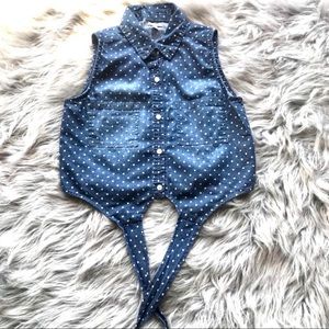 Charlotte Russe polka dot chambray top size XS